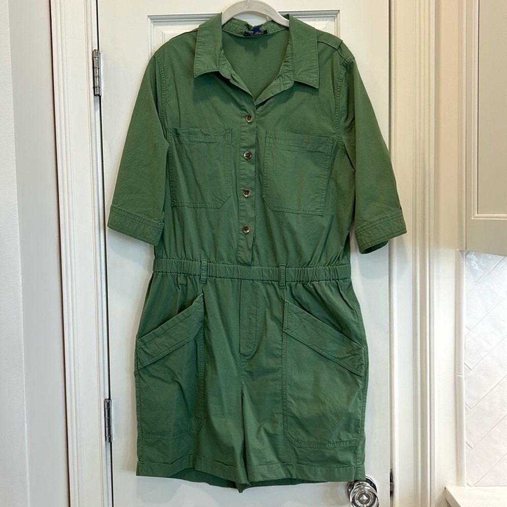 Democracy Green Cotton Romper w Elastic Waist & Matching Belt sz.L